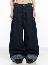 Jeans Baggy con Risvolto