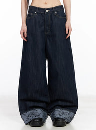 Jeans Baggy con Risvolto