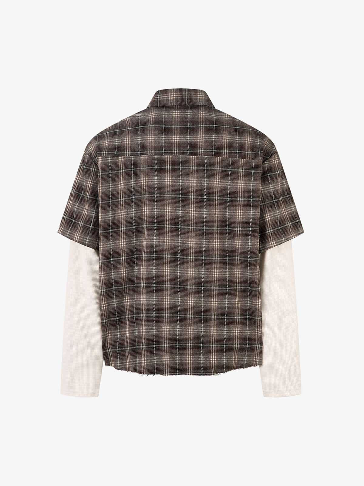 Camicia a Quadri in Cotone Doppio Strato Effetto Vissuto — Vista 6
