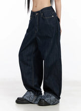 Jeans Baggy con Risvolto