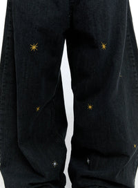 Jeans Ricamati con Stelle