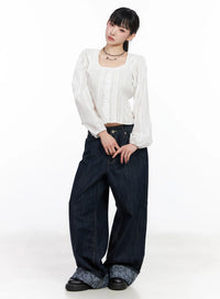 Jeans Baggy con Risvolto