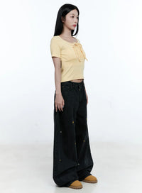 Jeans Ricamati con Stelle