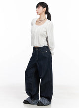 Jeans Baggy con Risvolto