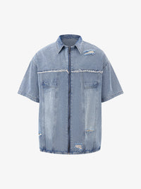 Completo in Denim Effetto Vissuto con Strappi — Vista 16