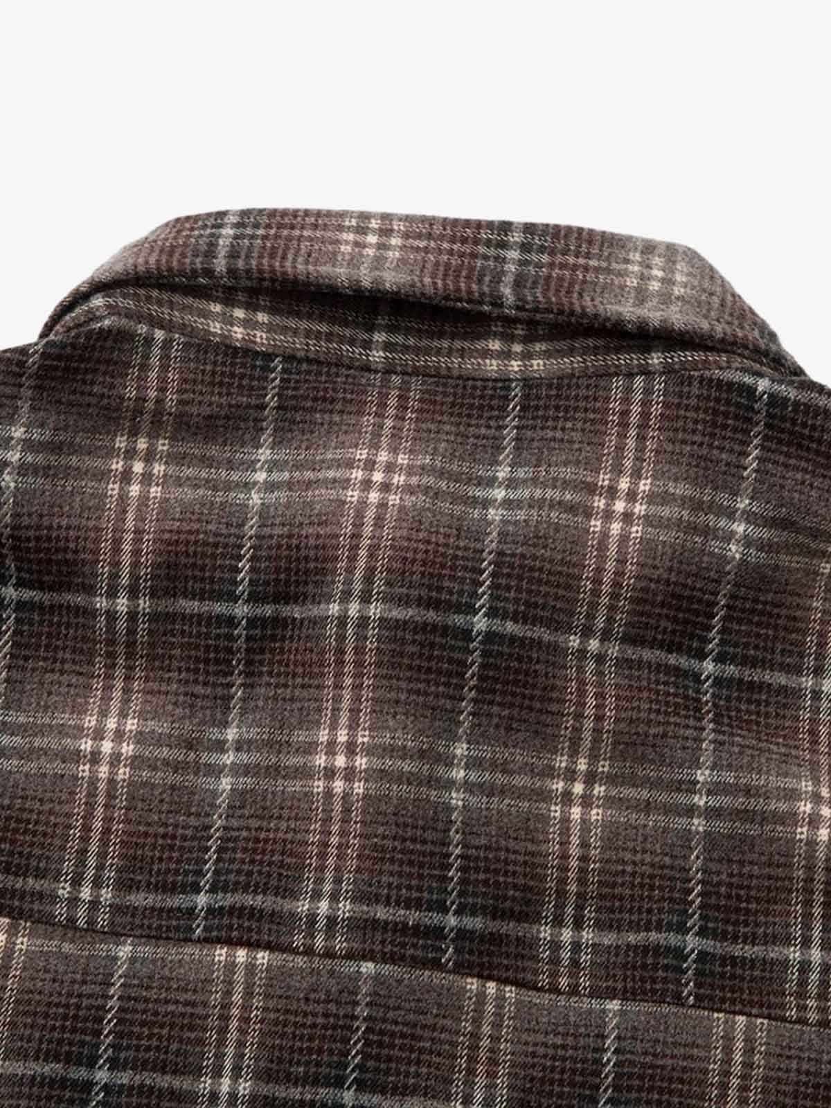 Camicia a Quadri in Cotone Doppio Strato Effetto Vissuto — Vista 8
