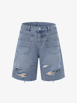 Completo in Denim Effetto Vissuto con Strappi — Vista 17