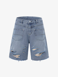 Completo in Denim Effetto Vissuto con Strappi — Vista 17