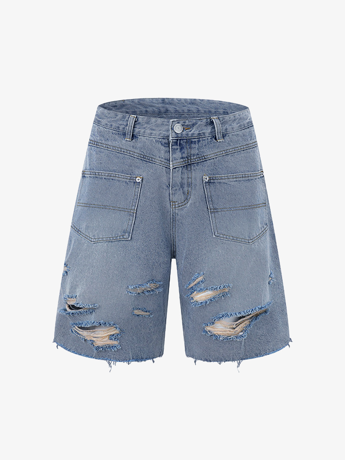 Completo in Denim Effetto Vissuto con Strappi — Vista 17