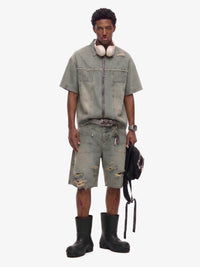 Completo in Denim Effetto Vissuto con Strappi — Vista 5