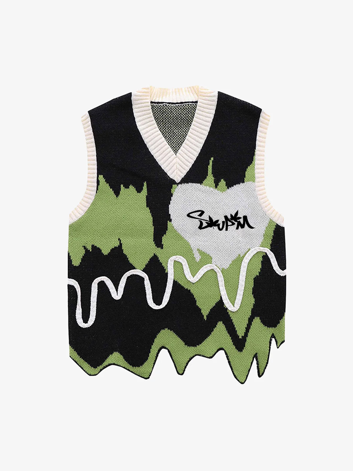Maglione Asimmetrico Graffiti con Scollo a V 'Love' — Vista 7
