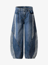 Jeans Barrel a Righe in Denim — Vista laterale