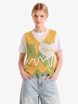 Maglione Asimmetrico Graffiti con Scollo a V 'Love' — Vista 3