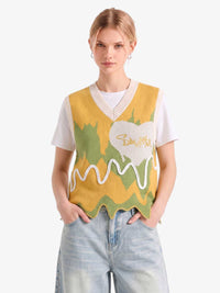 Maglione Asimmetrico Graffiti con Scollo a V 'Love' — Vista 3