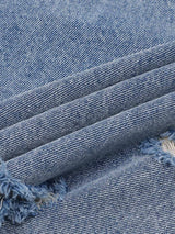 Completo in Denim Effetto Vissuto con Strappi — Vista 19