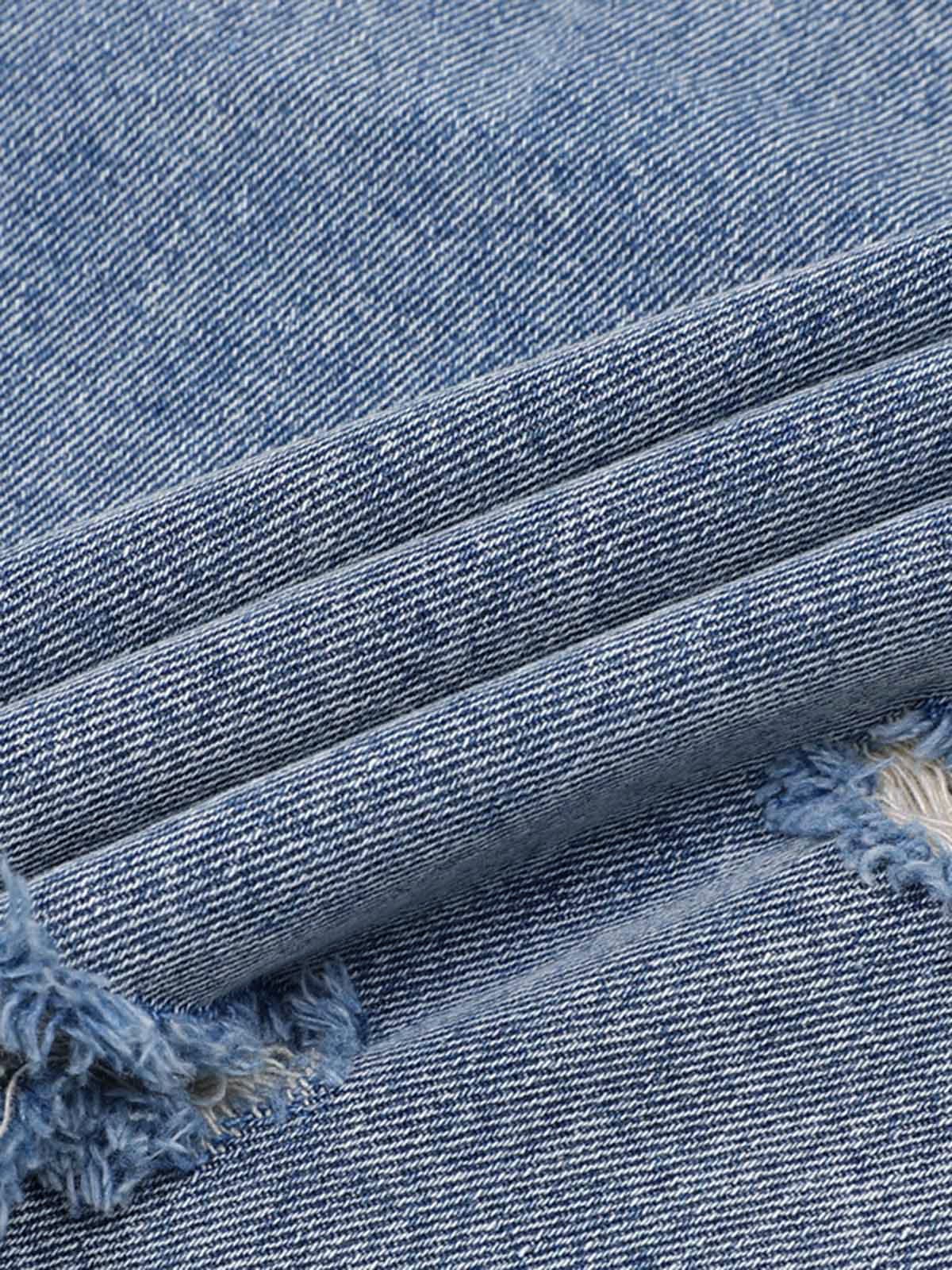 Completo in Denim Effetto Vissuto con Strappi — Vista 19