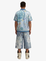 Camicia Boxy Floreale 'Porcelain' con Colletto Aperto — Vista 5