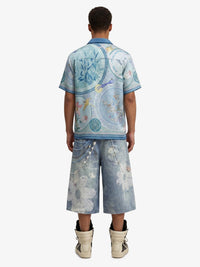 Camicia Boxy Floreale 'Porcelain' con Colletto Aperto — Vista 5