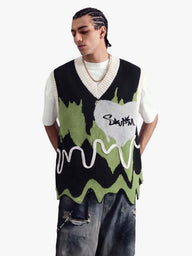 Maglione Asimmetrico Graffiti con Scollo a V 'Love' — Vista posteriore