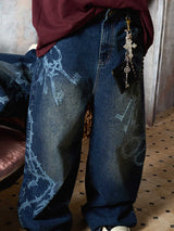 Jeans Baggy Retrò con Motivo 'Thorn & Key' — Vista 7