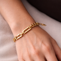 Bracciale Urban a Catena con Maglie Rettangolari in Acciaio