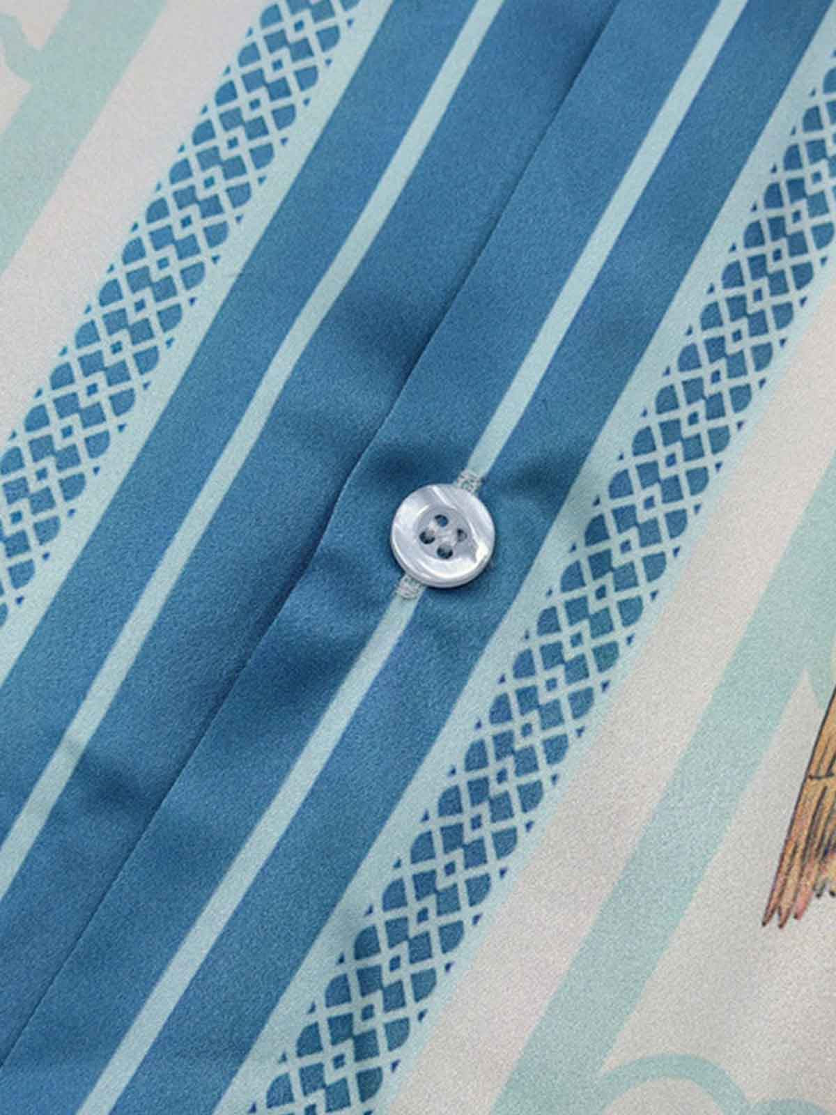 Camicia Boxy Floreale 'Porcelain' con Colletto Aperto — Vista 10
