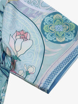 Camicia Boxy Floreale 'Porcelain' con Colletto Aperto — Vista 9
