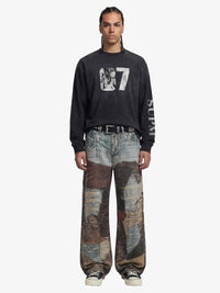 Jeans High Street Effetto Vissuto con Stampa Washed — Vista 4