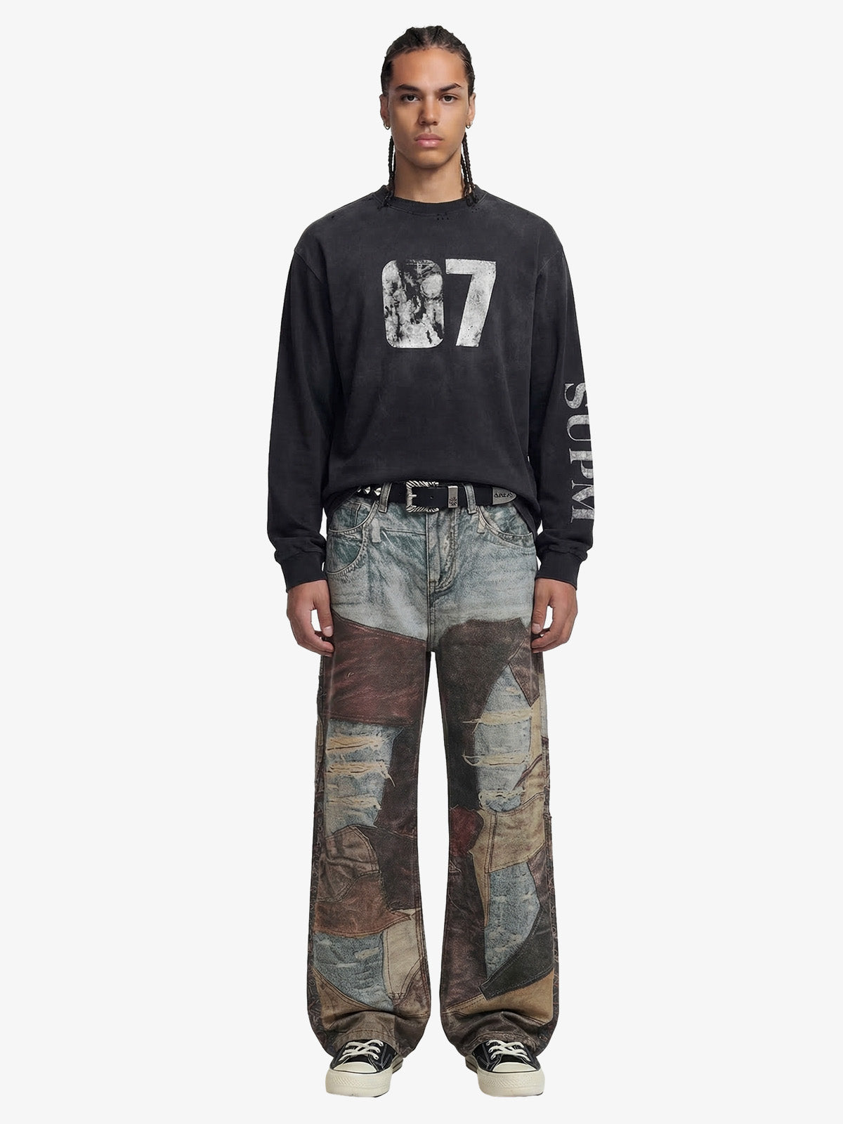 Jeans High Street Effetto Vissuto con Stampa Washed — Vista 4