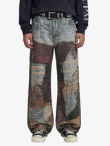 Jeans High Street Effetto Vissuto con Stampa Washed — Vista posteriore
