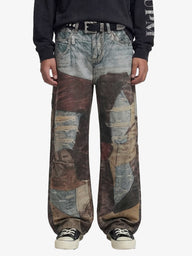 Jeans High Street Effetto Vissuto con Stampa Washed — Vista posteriore