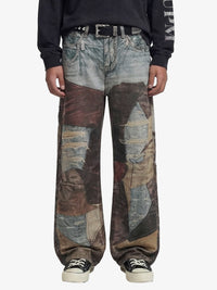 Jeans High Street Effetto Vissuto con Stampa Washed — Vista posteriore