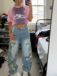 Jeans Washed Baggy in Denim 'Flower' — Vista 4