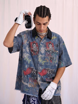 T-Shirt Graffiti Tie-Dye in Denim — Vista 2