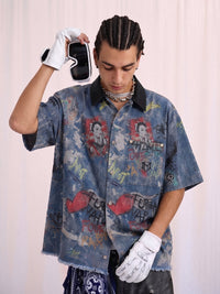T-Shirt Graffiti Tie-Dye in Denim — Vista 2