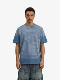 T-Shirt con Grafica Washed in Cotone con Stampa