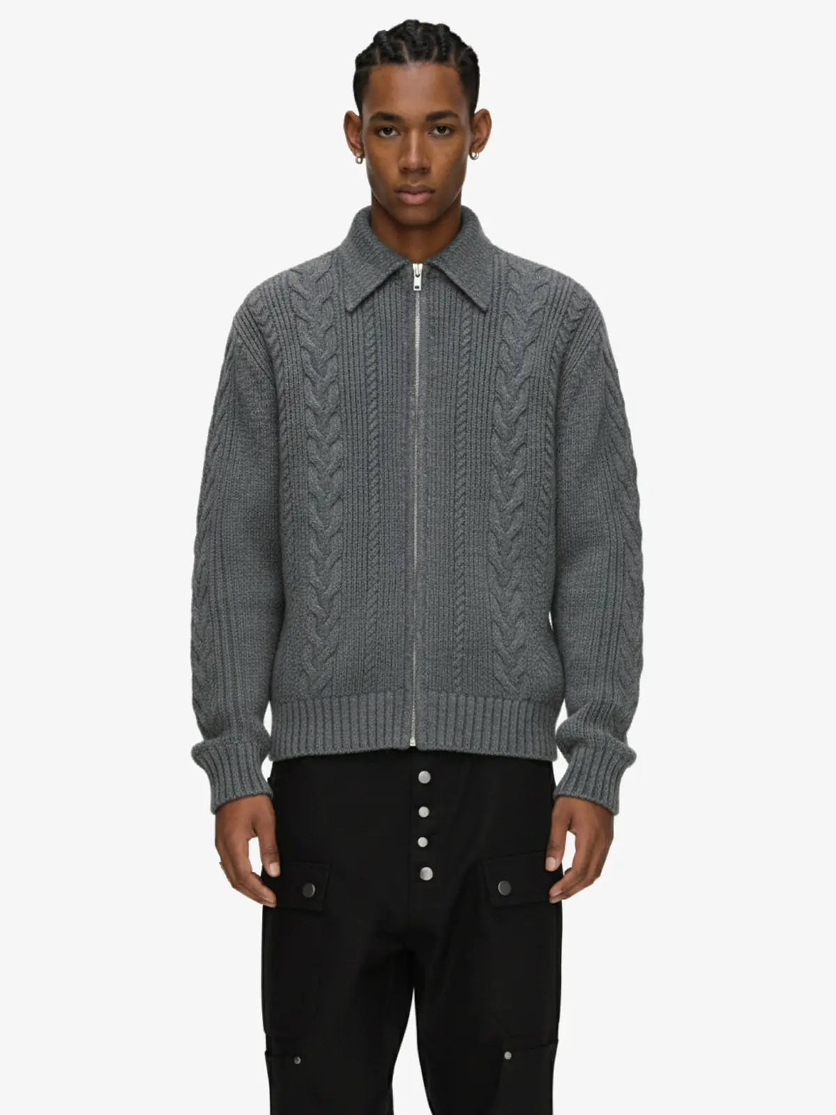 Maglione in Maglia Vintage Floreale con Zip 'Wheat Ear'