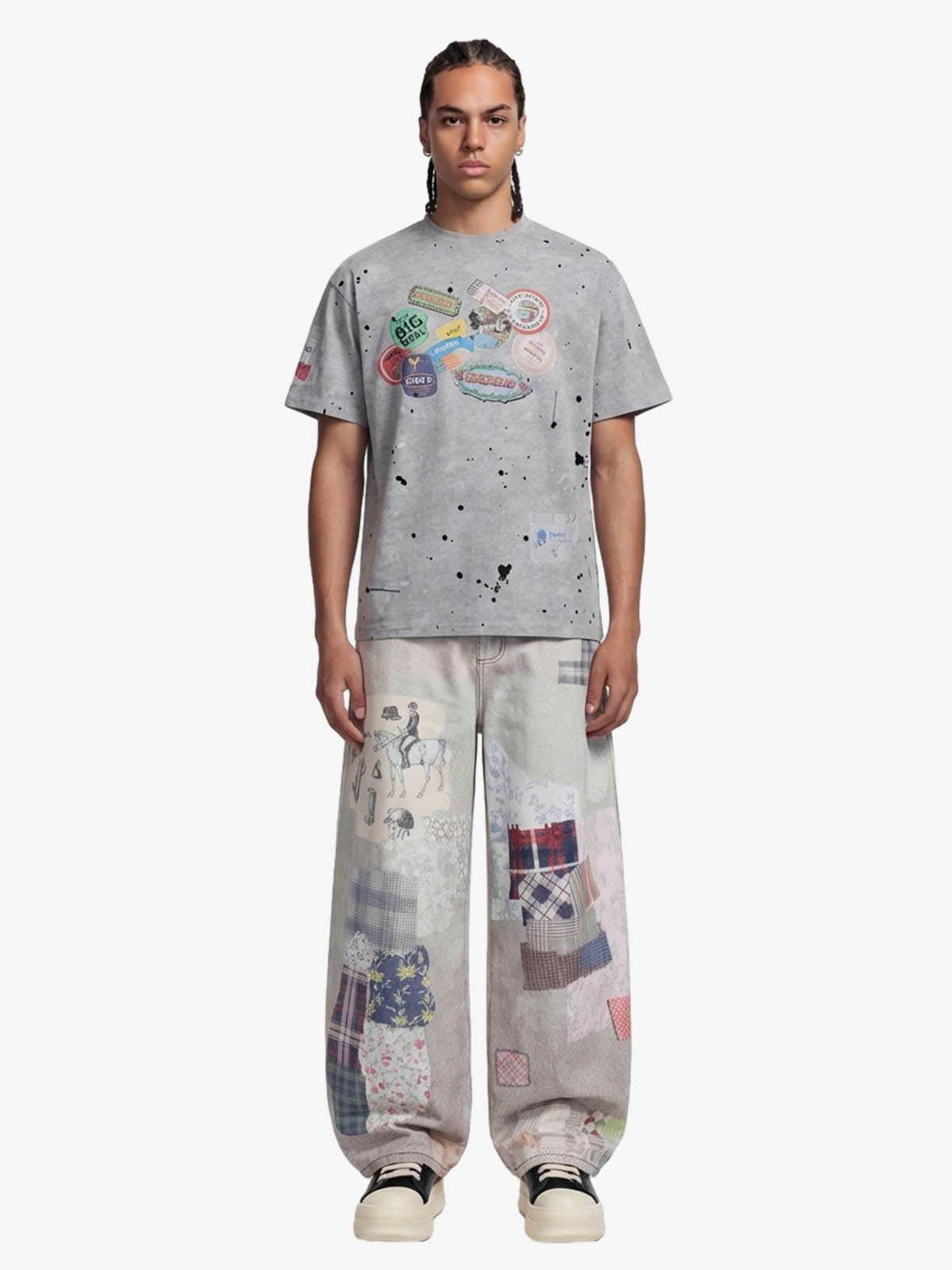 Jeans Vintage Washed con Stampa Collage — Vista 4