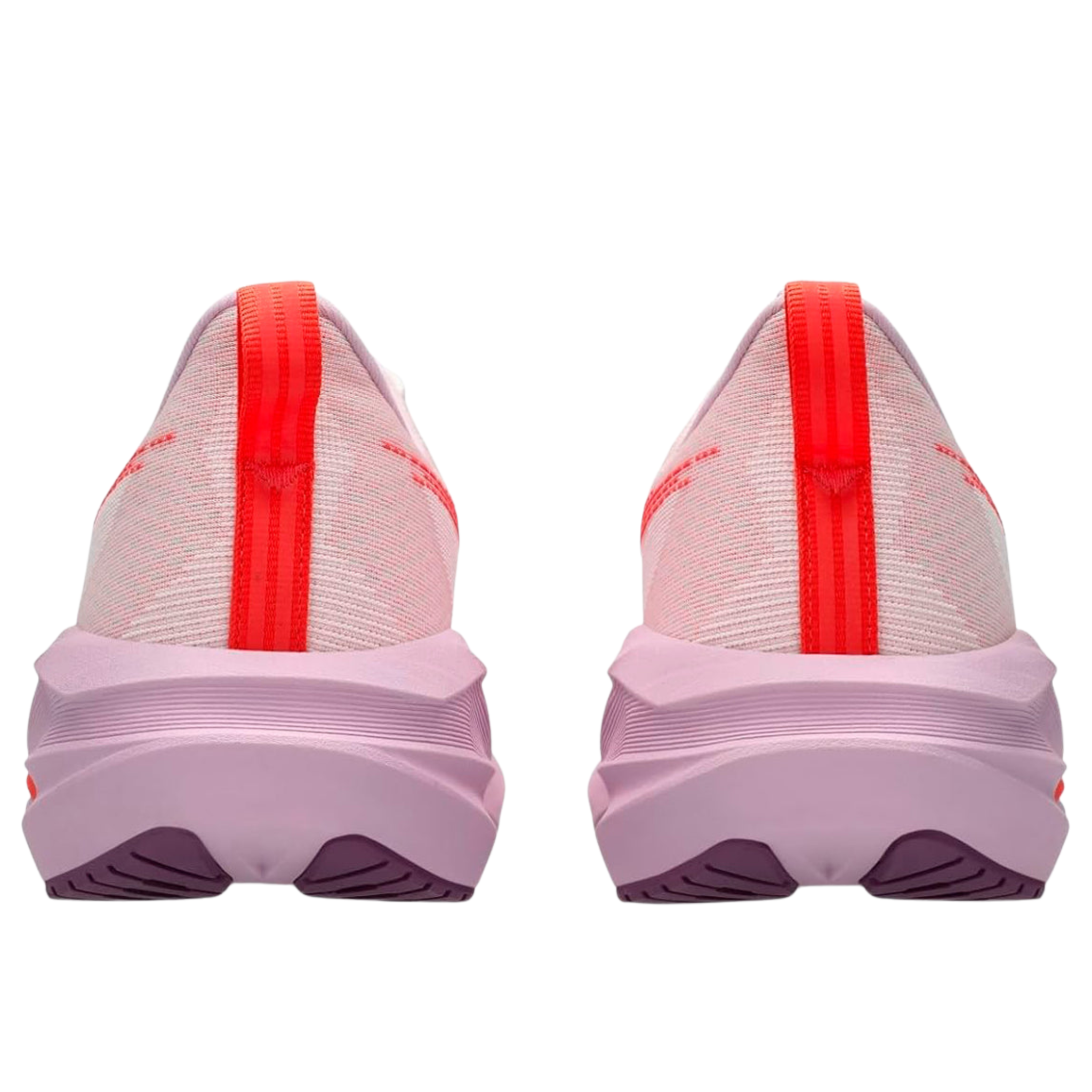 Retro delle ASICS Novablast 5 rosa chiaro con dettagli rosso corallo