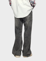 Jeans Baggy in Denim — Nero Grigio — Vista 8
