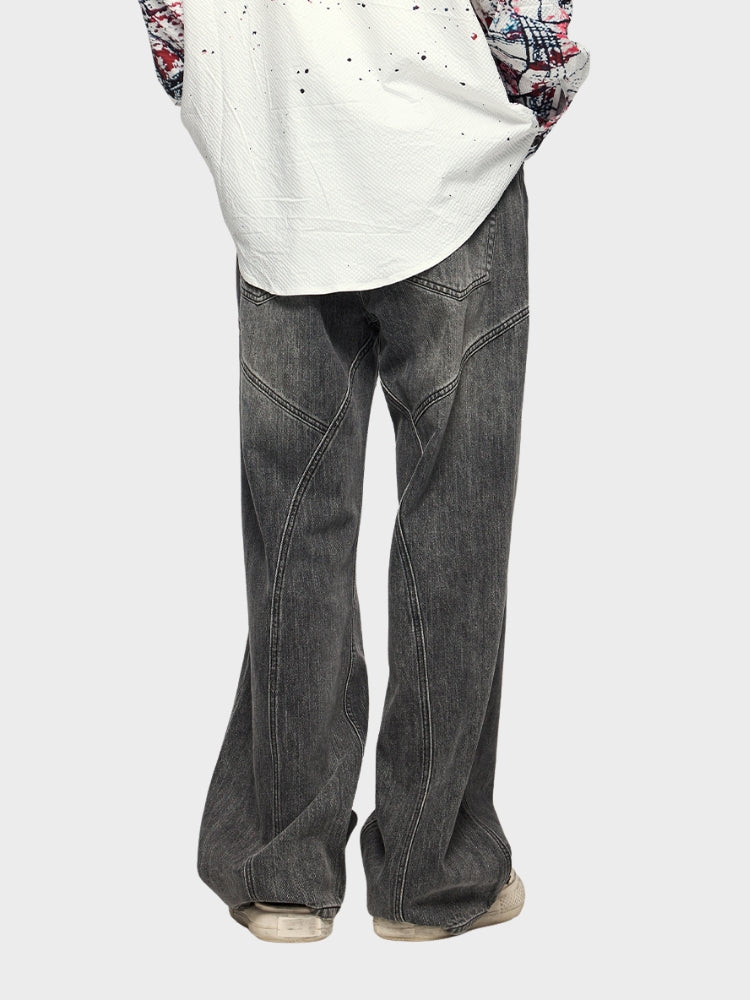 Jeans Baggy in Denim — Nero Grigio — Vista 8