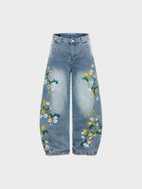 Jeans Washed Baggy in Denim 'Flower'