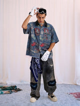 T-Shirt Graffiti Tie-Dye in Denim — Vista 4