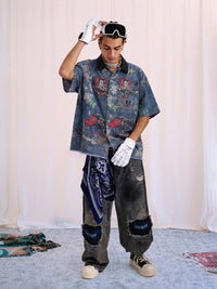 T-Shirt Graffiti Tie-Dye in Denim — Vista 4