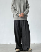 Pantaloni Wide-Leg con Pinces in Misto Lana