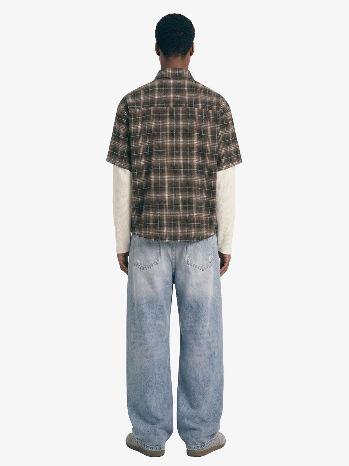 Camicia a Quadri in Cotone Doppio Strato Effetto Vissuto — Vista 5
