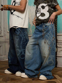 Jeans Baggy Retrò con Motivo 'Thorn & Key' — Vista 11