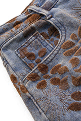 Jeans Baggy a Vita Alta con Stampa Floreale