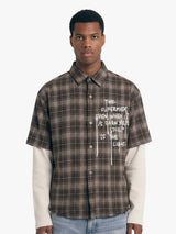 Camicia a Quadri in Cotone Doppio Strato Effetto Vissuto