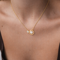 Collana Doppio Cerchio con Perla e Cristalli